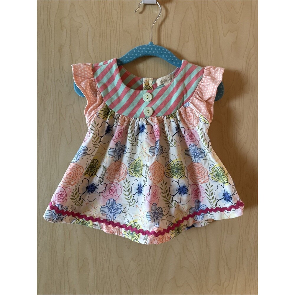 Matilda Jane floral tunic with striped accents Size 12-18 M